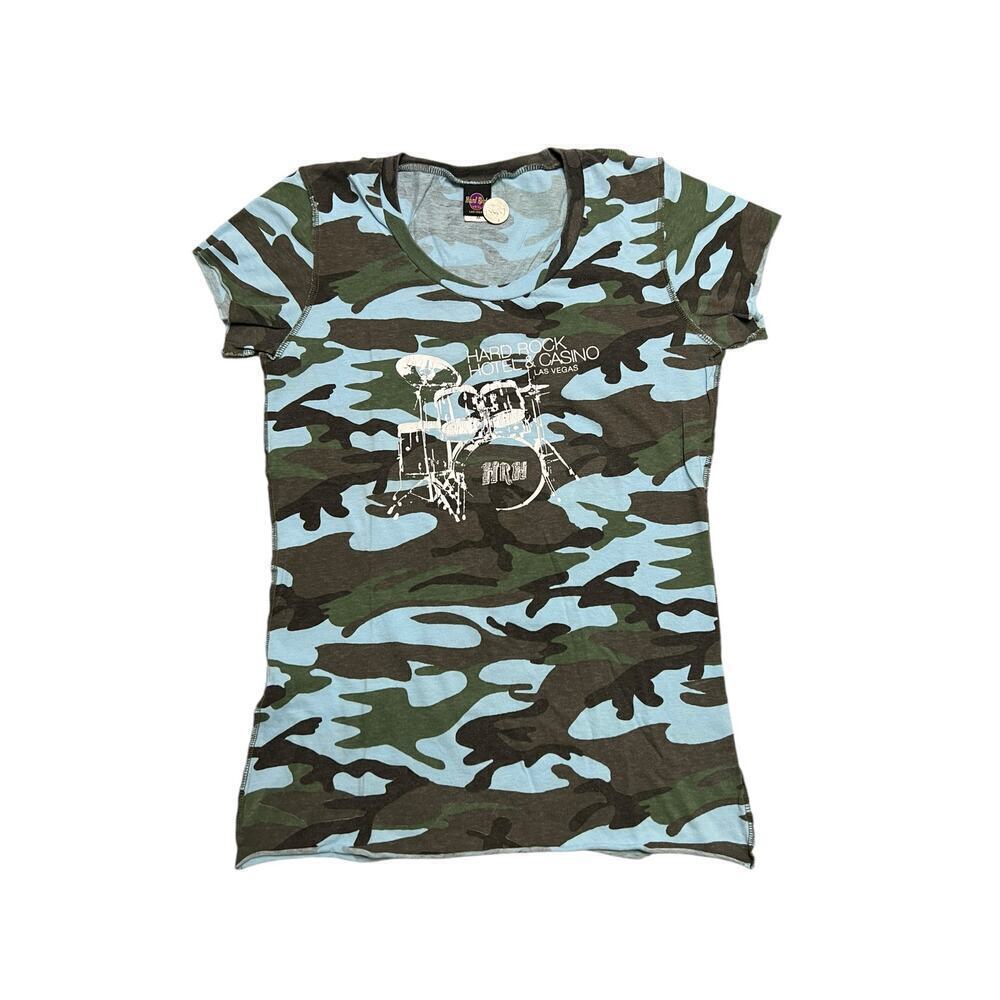 Vintage Hard Rock Hotel & Casino Las Vegas Camo T-Shirt - Rock / Roll - size‎ M